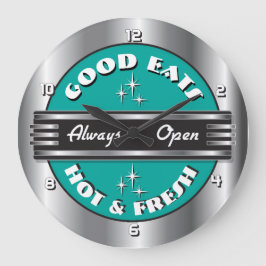 Retro 1950er Diner Wall Clock - Aqua Große Wanduhr