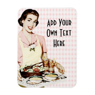 Retro 1950er Frauen mit Lunch Tray Magnet