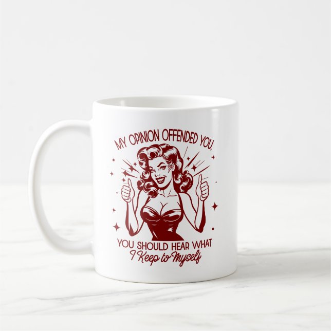 Retro 1950er Glam Girl Funny Sarcastic Zitat Kaffeetasse (Links)