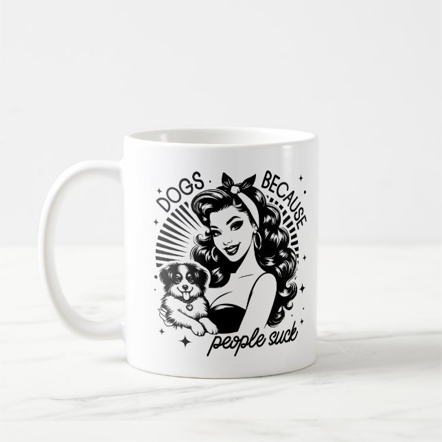 Retro 1950er Glam Girl Funny Sarcastic Zitat Kaffeetasse (Links)
