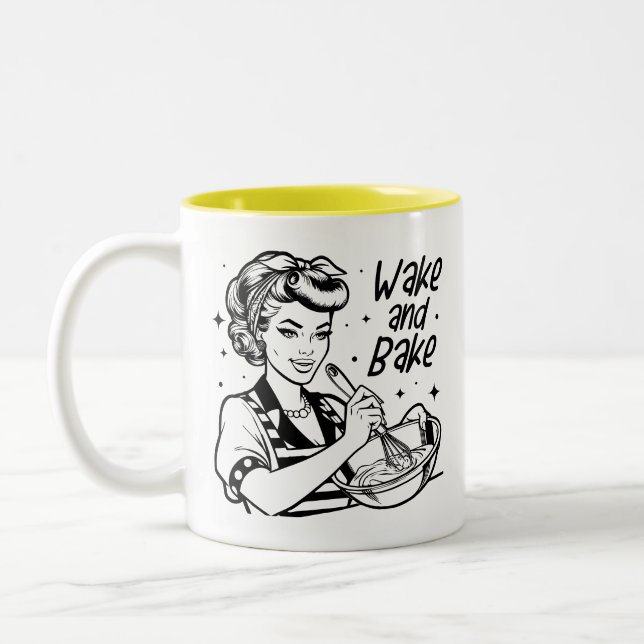 Retro 1950er Glam Girl Funny Sarcastic Zitat Zweifarbige Tasse (Links)