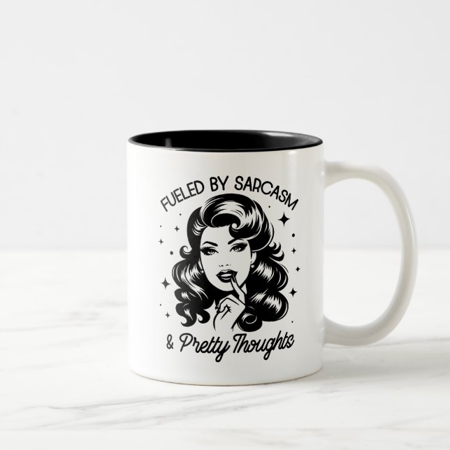 Retro 1950er Glam Girl Funny Sarcastic Zitat Zweifarbige Tasse (Rechts)