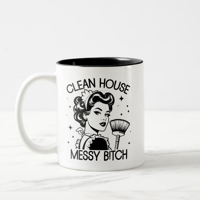 Retro 1950er Glam Girl Funny Sarcastic Zitat Zweifarbige Tasse (Links)