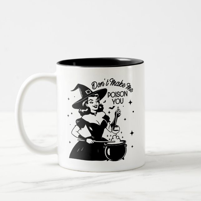 Retro 1950er Glam Girl Funny Sarcastic Zitat Zweifarbige Tasse (Links)
