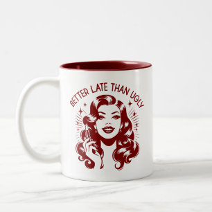 Retro 1950er Glamour-Girl lustiger sarkastischer S Zweifarbige Tasse