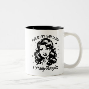 Retro 1950er Glamour-Girl lustiger sarkastischer S Zweifarbige Tasse