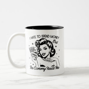 Retro 1950er Glamour-Girl lustiger sarkastischer S Zweifarbige Tasse