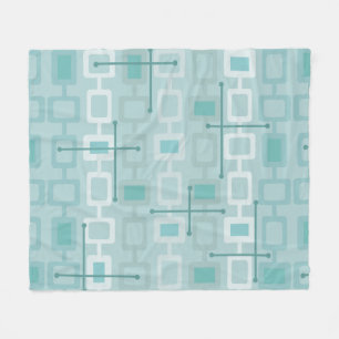 Retro 1950er Jahre Geometrisches Muster Mint Fleecedecke