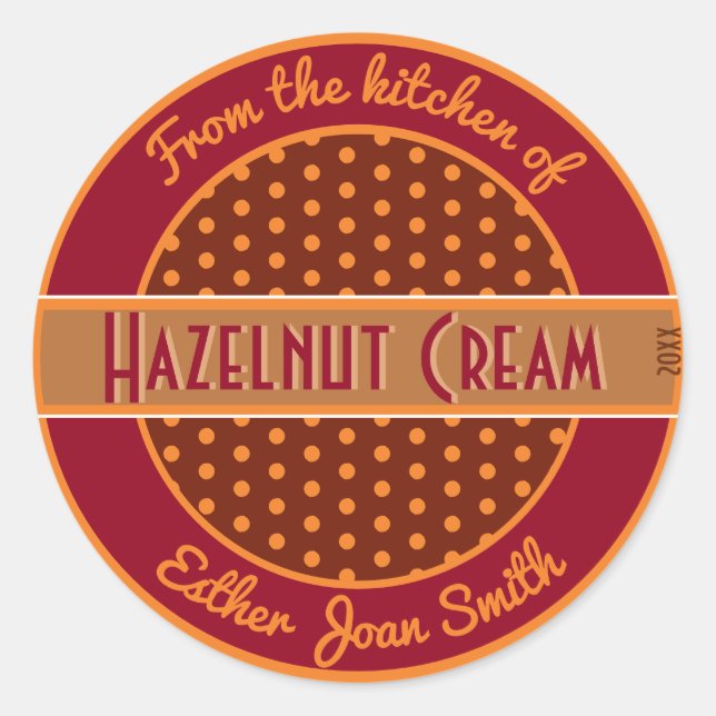 Retro 1950er-Jahre handgefertigte Polka-Dots für d Runder Aufkleber (Vorderseite)