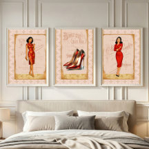 Retro 1950er Jahre MCM Damen Rot Decoupage Geschen