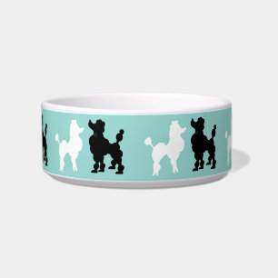 Retro 1950er Jahre Niedliche White & Black Poodles Napf
