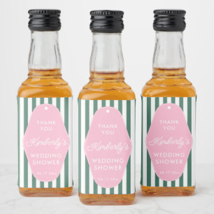 Retro 1950er Jahre Rosa und Grüne Hochzeitsdusche Alkoholflaschenetikett