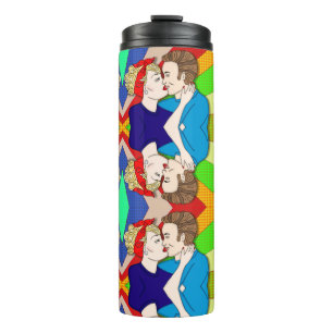 Retro 1950er Jahre Stil Pop Art Couple Kissing The Thermosbecher