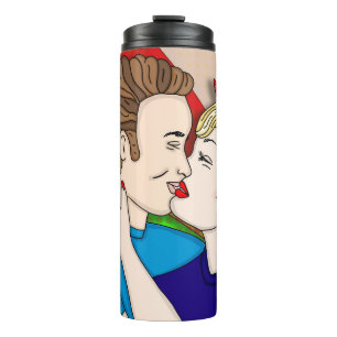 Retro 1950er Jahre Stil Pop Art Couple Kissing Thermosbecher