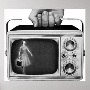 Retro 1950er Jahre Tragbares Fernsehen Mitte des J Poster