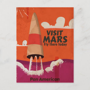 Retro 1950er Mars Urlaubsposter Postkarte