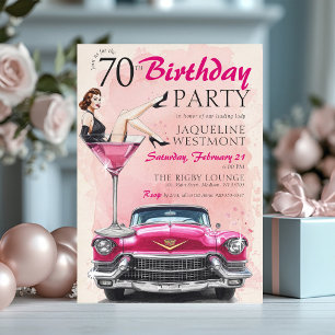 Retro 1950er Rosa Hollywood Glamour 70. Geburtstag Einladung