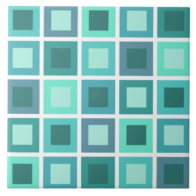 Retro 1950er Tiles Muster Türkis Fliese (Vorderseite)