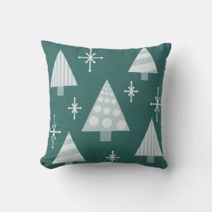 Retro 1950er Weihnachtsbaumen Aquamarin grün Kissen