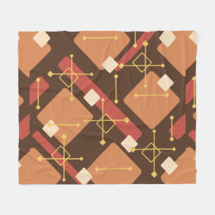 Retro 1950s Art Diamonds Brown Orange Fleecedecke