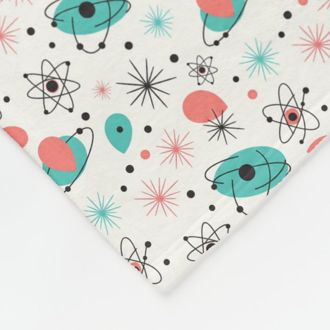 Retro 1950s Atomic Starburst & Orbiting Atoms Fleecedecke (Ecke)