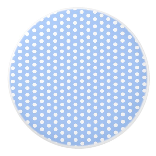 Retro 1950s Baby Blue Whimsical Polka Dots Kinderz Keramikknauf (Vorderseite)