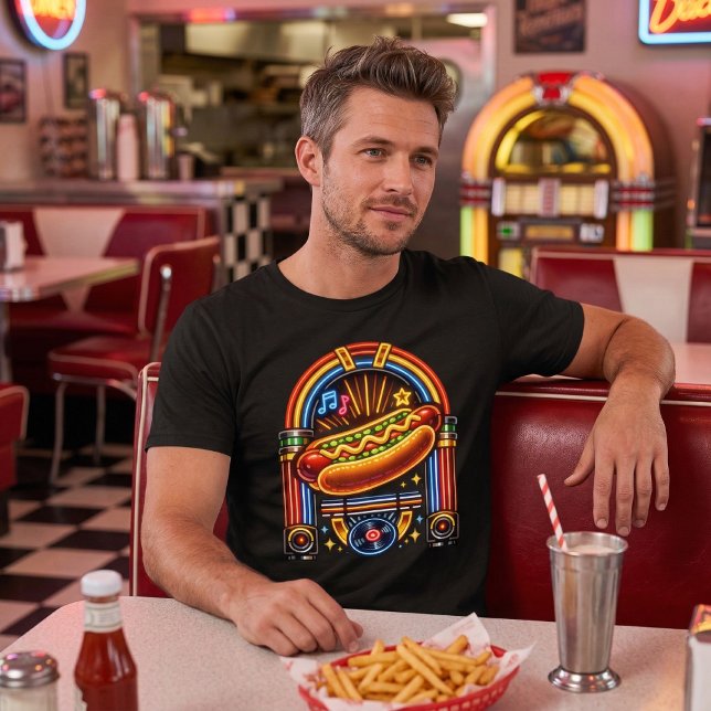 Retro 1950s Diner - Neon Jukebox Hot Dog Tri-Blend Shirt (Von Creator hochgeladen)