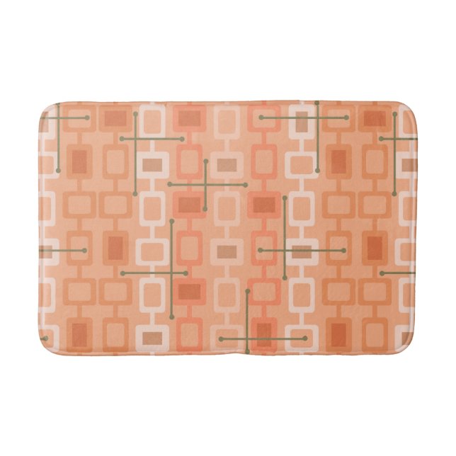 Retro 1950s Geometric Pattern Orange Badematte (Vorderseite)