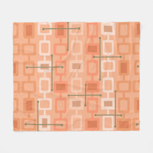 Retro 1950s Geometric Pattern Orange Fleecedecke
