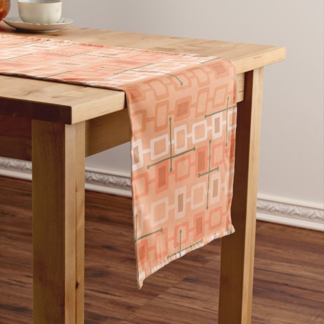 Retro 1950s Geometric Pattern Orange Kurzer Tischläufer (Beispiel)