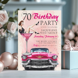 Retro 1950's Pink Hollywood Glam 70th Birthday Einladung