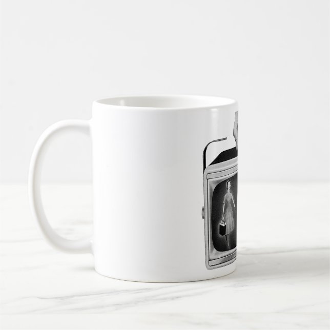 Retro 1950s Portable TV Mid-Century Kaffeetasse (Links)