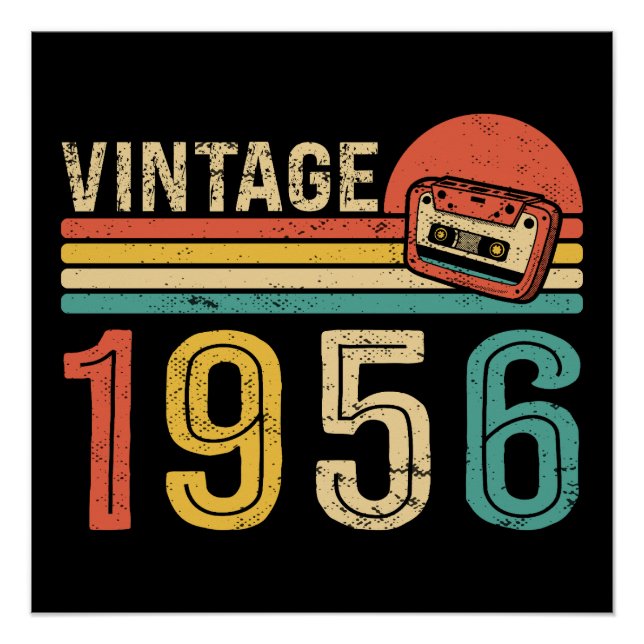 Retro 1956 Birthday Idea Music Cassette Tape Bday Poster (Vorderseite)