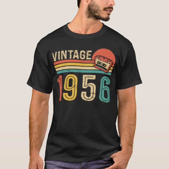 Retro 1956 Birthday Idea Music Cassette Tape Bday T-Shirt (Vorderseite)