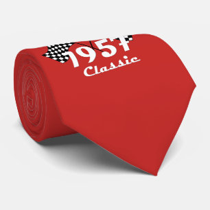 Retro 1957 Klassische Schwarz-Weiß-Schachbrettflag Krawatte