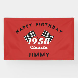 Retro 1958 Klassisches Race-Flag mit Schwarz-Weiß- Banner