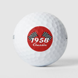 Retro 1958 Klassisches Race-Flag mit Schwarz-Weiß- Golfball