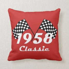 Retro 1958 Klassisches Race-Flag mit Schwarz-Weiß- Kissen
