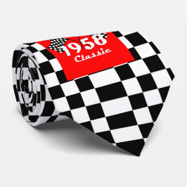 Retro 1958 Klassisches Race-Flag mit Schwarz-Weiß- Krawatte