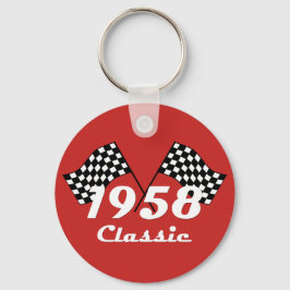 Retro 1958 Klassisches Race-Flag mit Schwarz-Weiß- Schlüsselanhänger