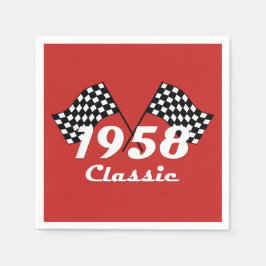 Retro 1958 Klassisches Race-Flag mit Schwarz-Weiß- Serviette
