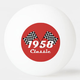 Retro 1958 Klassisches Race-Flag mit Schwarz-Weiß- Tischtennisball