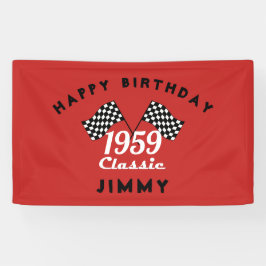 Retro 1959 Klassisches Schwarz/Weiß-Race-Flag Banner