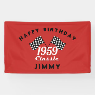 Retro 1959 Klassisches Schwarz/Weiß-Race-Flag Banner