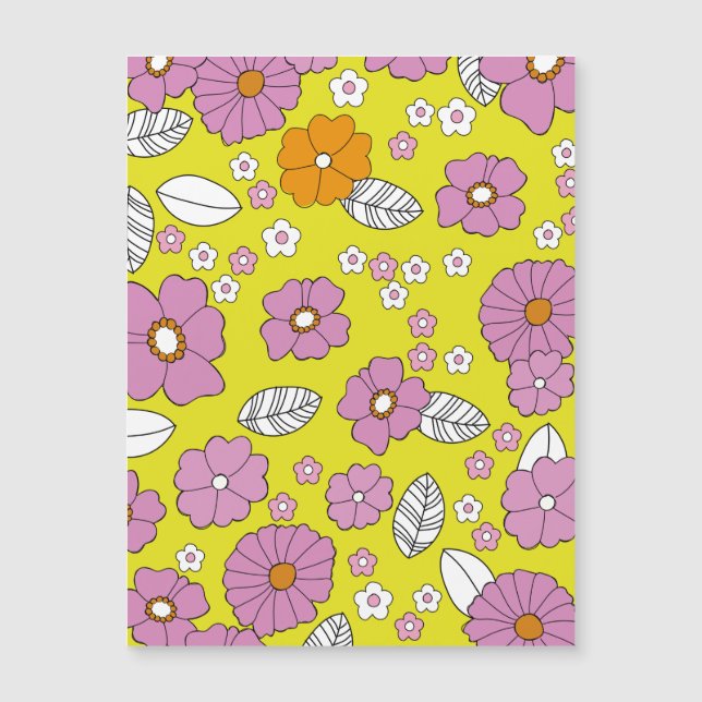 Retro 1960 Blume Magnetkarte (Vorderseite)