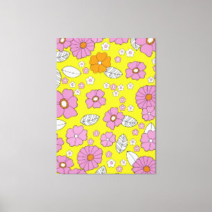 Retro 1960 Blumen Leinwanddruck