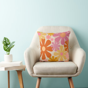 Retro 1960er Blume Blumenmuster Kissen