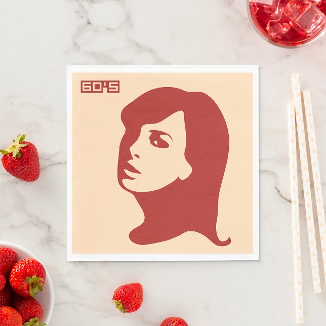 Retro 1960er Minimalistische Illustrationskunst Serviette (Von Creator hochgeladen)