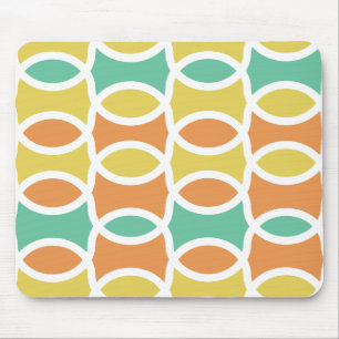 Retro 1960er-Runden Ovalen Orange Aquamarin Gold Mousepad