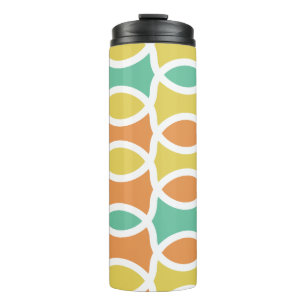 Retro 1960er-Runden Ovalen Orange Aquamarin Gold Thermosbecher